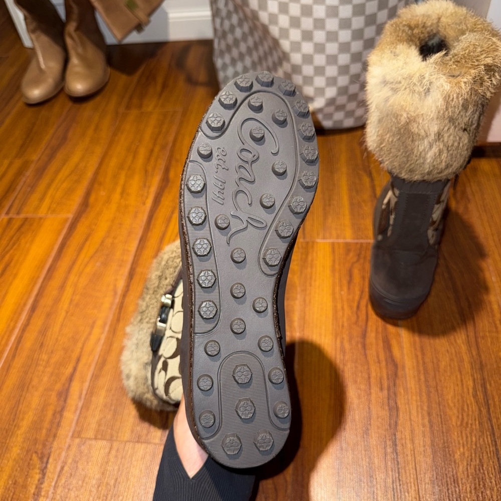 Coach Tan and Brown Fur-Trimmed Boots - Picture 5 of 6